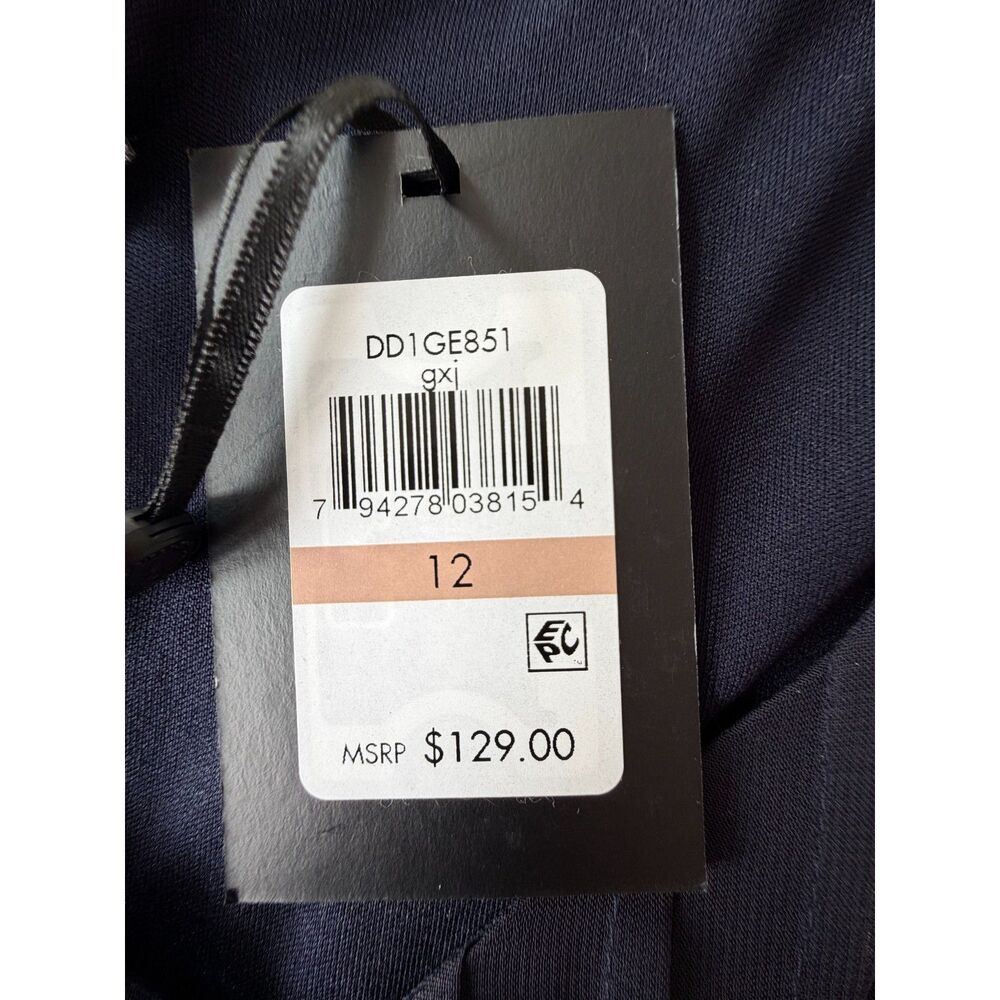 DKNY Black Pleated Chiffon Midi Dress Size 12 NWT - Picture 5 of 7